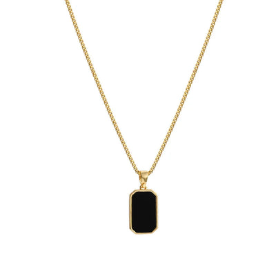 Black Rectangular Pendant Necklace 