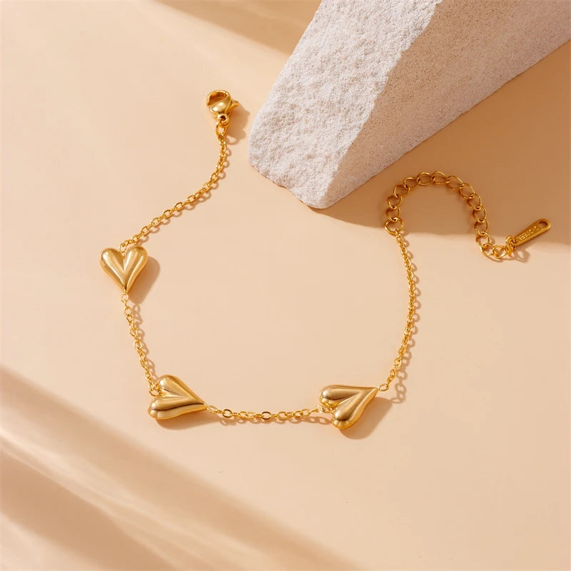 Golden Heart Charm Bracelet