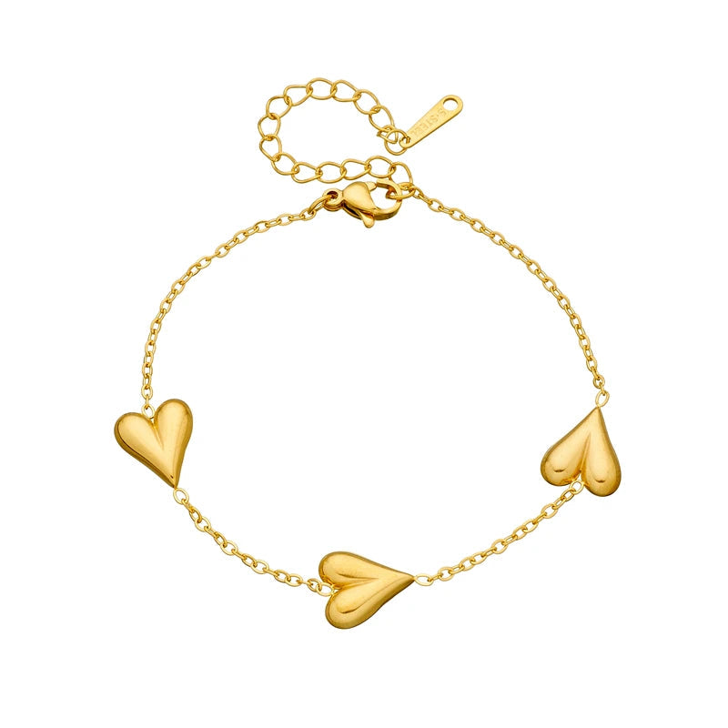 Golden Heart Charm Bracelet