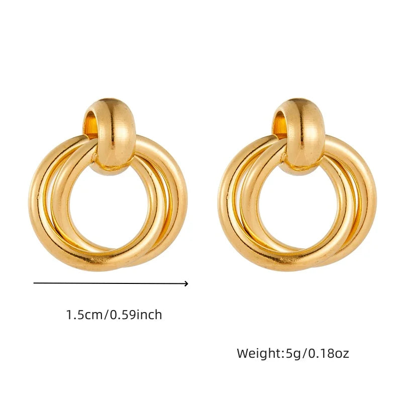 Golden Double Circle Knot Earrings