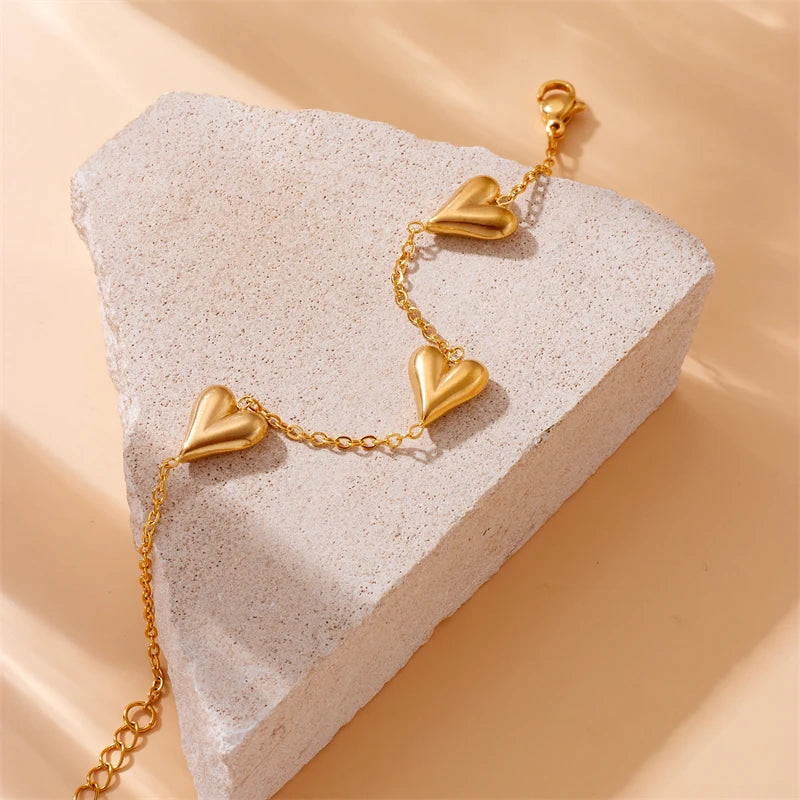 Golden Heart Charm Bracelet